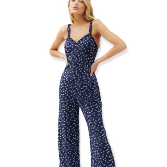 Urban Outfitters White floral and Blue pant jumper Size S - Picture 1 of 4